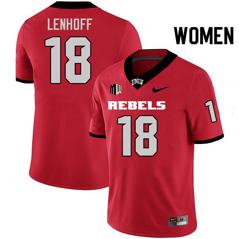 Women #18 Lucas Lenhoff UNLV Rebels College Football Jerseys Stitched-Scarlet